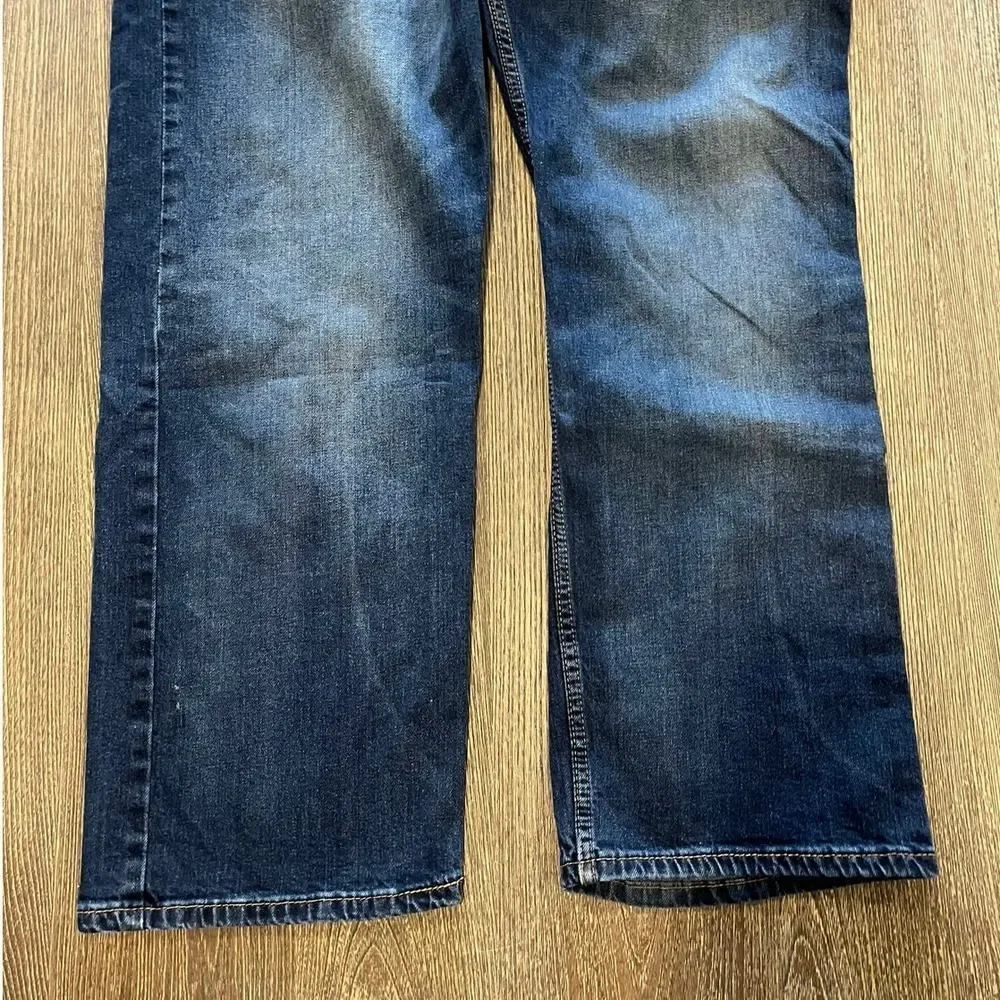 Levis Signature Straight Jeans Mid Rise Whisker Denim Dark Wash Blue Size 40x32